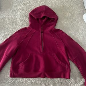 Pomegranate Lululemon scuba half zip with hood